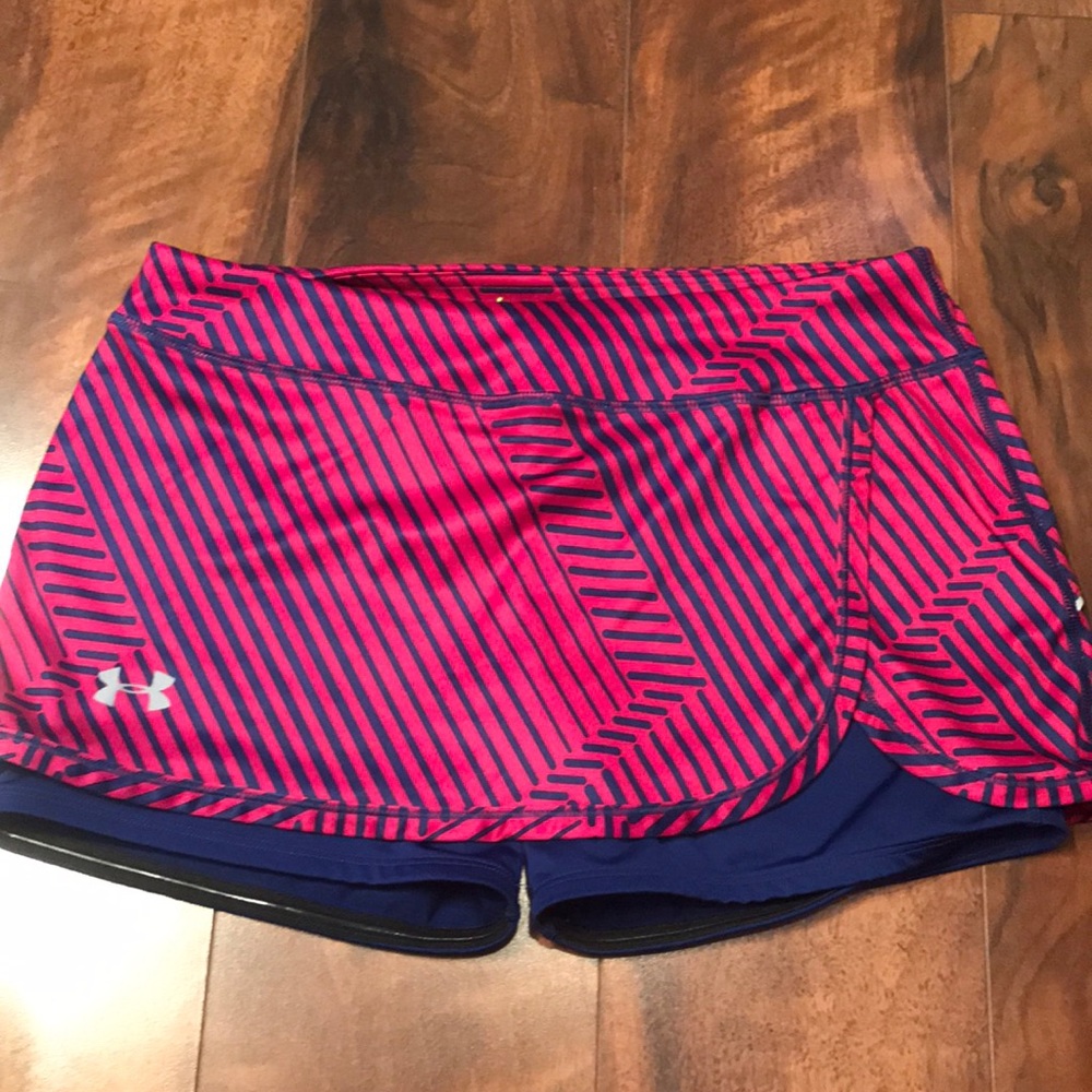 pink and blue under armour athletic skirt